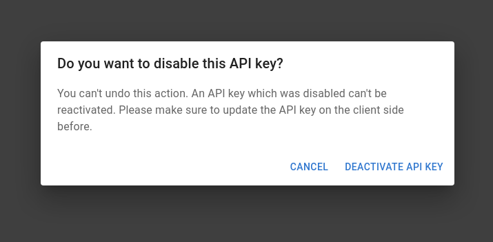 Deactivate API key